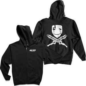 NEW Darker Than Black Hei BK201 Reaper Mask Knives Crossed Full Zip Hoodie